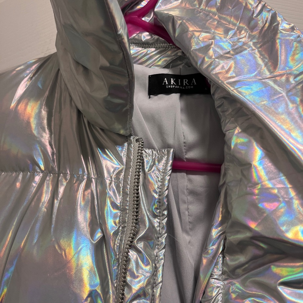 AKIRA Holographic Silver Puffer Coat
